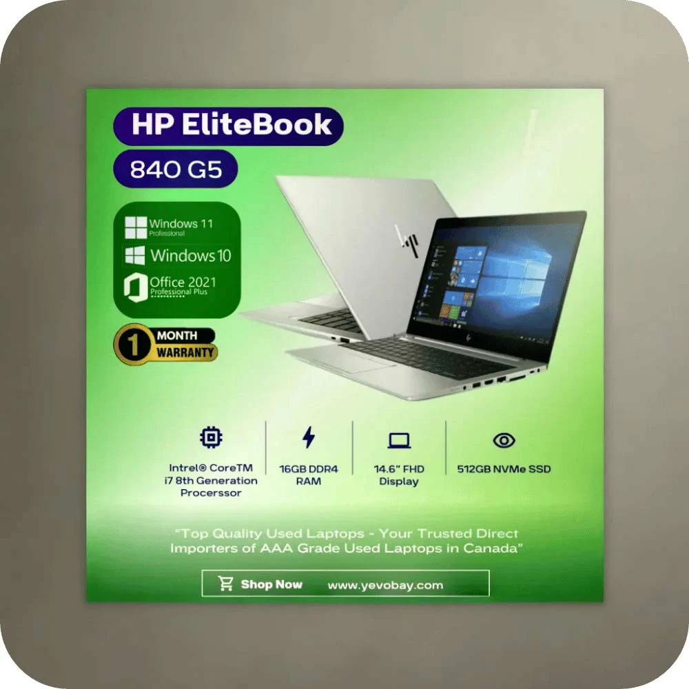 HP EliteBook Laptop 840 G5 - i7 8th Gen 16GB RAM 512 SSD - Europe